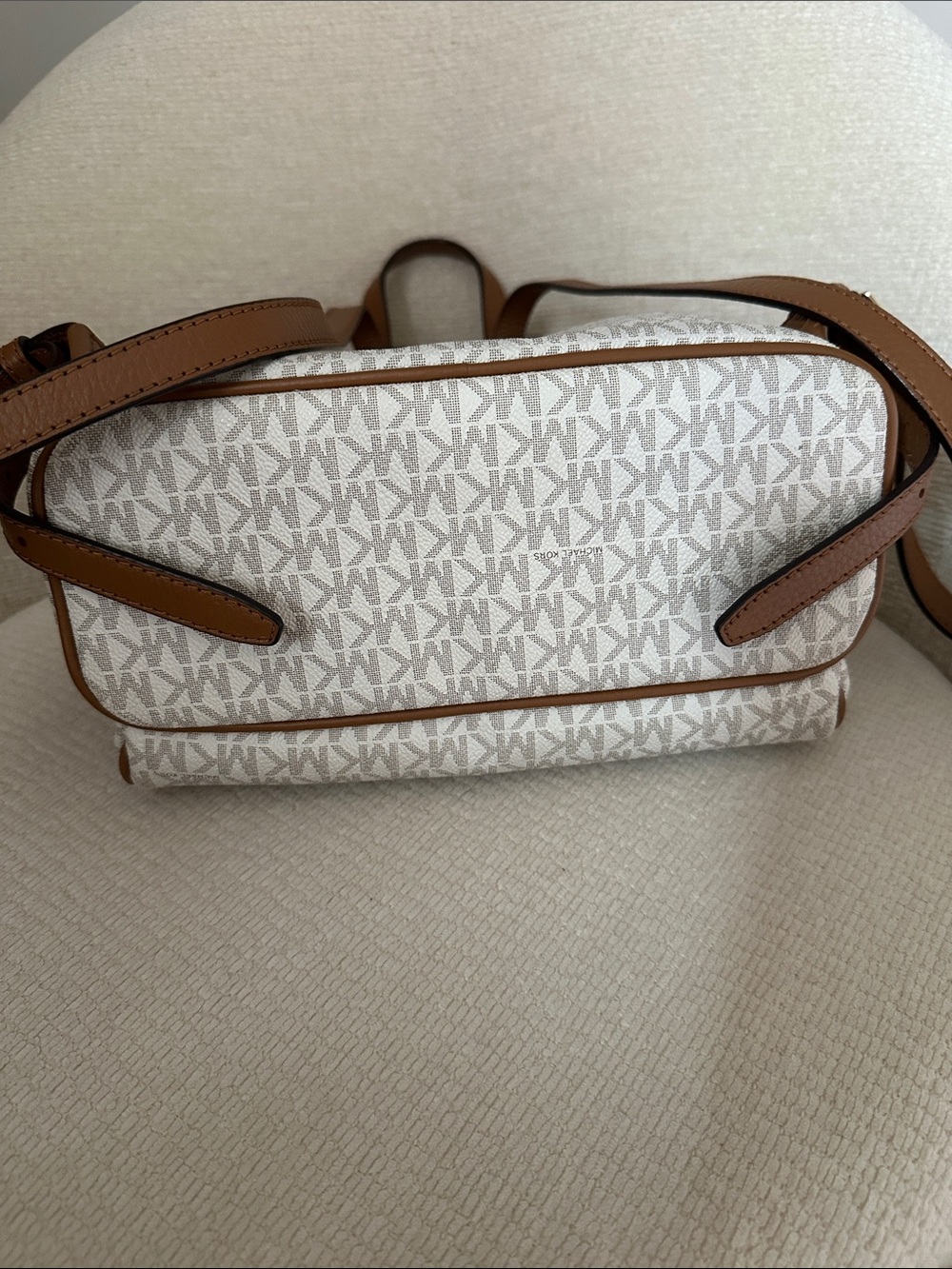 Michael Kors Cream and Brown Signature MK Backpack - Picture 5 of 5
